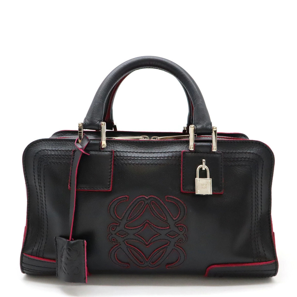 Loewe Amazona Anagram Handbag Boston Bag Leather Black Pink